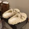 Pantuflas Peludas para Mujer Casual para Exteriores 2026 Hogar Perezoso Al por Mayor Pantuflas de Suela Gruesa Cerradas en la Punta Otoño Lazo Perezoso