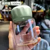 Copo de vidro borossilicato alto com escala, seguro para micro-ondas, copo de água portátil, resistente a altas temperaturas, copo de leite hermético, copo rechonchudo