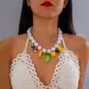 Colar de Abacate com Contas Brancas Estilo Boêmio Transfronteiriço Europeu e Americano Estilo Praia Férias Colar de Milho Fofo para Mulheres