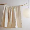 Colcha de verano de algodón y lino natural, colcha suave de lino color liso con soja para aire acondicionado, juego de cuatro piezas de colcha de verano Clase A, lavable a máquina