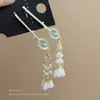 Com Contas Douradas - Estilo Étnico Presilha Lateral de Pérolas Franja Original Presilha de Cabelo Elegante Adorno de Cabeça para Uso Diário Hanfu Qipao