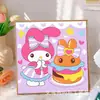 Pintura de Diamantes para Niños Kuromi Hecho a Mano DIY Pintura de Pegatinas de Diamantes Sanrio Pintura de Diamantes con Diamantes Completos 5D Tamaño Pequeño