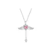 Collar de Plata de Ley S999 con Alas de Ángel Cupido Forma de Corazón para Mujer Dulce Ins Alas Pequeñas Móviles Cadena Clavicular Colgante