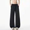 Calça de moletom atlética patchwork desconstruída estilo americano, coleção de outono masculina, calça casual lisa da moda, calça básica reta de corte solto
