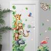 Pegatina de pared con diseño de jirafa y elefante de dibujos animados para habitación infantil, dormitorio, puerta, papel pintado decorativo para guardería, autoadhesiva