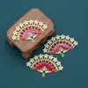 Peça de Flor Vermelha Dobrável em Forma de Leque com Gotejamento de Óleo Pérola Retro Acessórios de Liga Metálica Antigos Decoração de Envelope Vermelho de Casamento Pingente Venda por Atacado