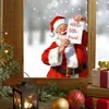 Búho de Santa Claus Navideño Luces de Colores Pegatina para Ventana Decoración del Hogar Pegatina Electrostática Visible por Ambos Lados