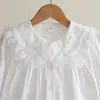 Camisa Blanca de Algodón Puro para Niñas, Primavera y Otoño, para Edades de 4 a 12 Años, Blusa Sencilla de Manga Larga