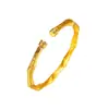 Pulsera de bambú cepillado dorado de Vietnam con diamante método antiguo satinado hecha gas noble bambú cepillado pulsera cobre chapado en oro joyería