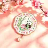 Espejo Portátil de Metal Panda, Espejo Redondo Pequeño Cultural y Creativo Tendencia Nacional, Espejo de Mano Panda Souvenir, Souvenir Estilo Chino