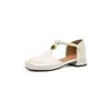 Nuevos Zapatos Mary Jane de Tacón Bajo Camelia con Punta Cuadrada, Boca Baja, Tacón Grueso de 2 cm, Elegantes y Versátiles Sandalias Caladas