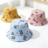 Nuevo Estilo Primavera y Verano Sombrero de Pescador de Dibujos Animados de Oso para Niños, Sombrero de Cubo con Protección Solar para Niños y Niñas, Sombrero de Viaje Lindo y Transpirable
