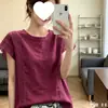 Top camiseta regata vintage artístico de renda pesada com gola redonda, modelagem solta, plus size, para primavera-verão, do Sudeste Asiático, transfronteiriço