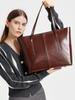 Bolsa Grande de Couro de Vaca Estilo Retrô Bolsa Feminina 2026 Novo Estilo Bolsa Tote Grande Capacidade Couro Genuíno Feminino Versátil Roupas de Trabalho Bolsa de Ombro
