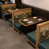Restaurante Chino Viento de Montaña y Campo Restaurante de Cocina Hunan Mesa de Comedor de Piedra Caliente Restaurante de Catering Celebridad de Internet Mesa y Sillas de Mimbre Tejido de Madera Maciza Comercial