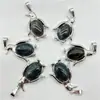 Venta Caliente Transfronteriza Joyería Europea y Americana Accesorios para Collares Cristal Natural Ágata Piedra Preciosa Colgante de Pingüino Aleación Accesorios Ecológicos