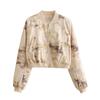 Exportación Europea y Americana Transfronteriza Otoño 2025 Nueva Chaqueta Casual de Moda de Gama Alta para Mujer con Estampado y Cuello Alto