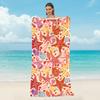 Toalha de Praia e Bolsa de Ombro 2 em 1 Personalizada, Bolsa de Ombro de Praia Multifuncional Dobrável com Toalha Estampada que Absorve Água