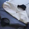 Camiseta de Manga Corta Redonda Holgada Casual Cómoda Estilo Francés Amoníaco Líquido Algodón de Fibra Larga de Xinjiang para Mujer