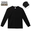 Camiseta de Manga Longa 200g para Homens e Mulheres com Punhos Canelados, Top Solto e Versátil para Primavera, Outono e Inverno, Camiseta Básica de Algodão Puro com Gola Redonda