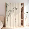 Persiana de Bambu Chinesa Tipo Colante em Trilho Deslizante Cortina para Armário Guarda-Roupa Cortina à Prova de Poeira Armário sem Porta Sapateira Cortina Cover Feia Fixa
