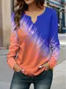 Camiseta de Manga Larga con Cuello Abierto y Degradado Pintado para Mujer de Moda Amazon, Estilo Perezoso, Suministro al por Mayor para Vacaciones en el Extranjero