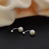 Brincos de tarraxa com pérola em Prata Prata Prata de Lei S925 feminino doce moda nicho design clipe de orelha 2022 Novo