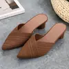 Sandalias de Moda Haley Shark Primavera y Verano Baotou Medias Zapatillas para Mujer Nuevas Sandalias y Zapatillas de Tacón Grueso Zapatos Casuales de Punta