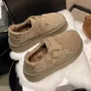 Mocasines de suela gruesa para mujer, botas de nieve forradas de felpa para otoño e invierno, zapatos de algodón, zapatos Birkenstock sin cordones de nuevo estilo 2026