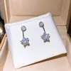 Canción de Amor de Principios de Verano~ Pendientes Redondos de Estrella de Circonita Súper Brillantes, Pendientes Exquisitos de Lujo Ligero de Alta Gama, Dulces y Hermosos Accesorios para Orejas