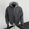 Sudadera con capucha Neverneed American Cleanfit para Hombre y Mujer Corte Amplio Corta Doble Cremallera Chaqueta Cardigan de Contraste