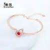 Pulsera de calabaza inteligente de plata esterlina s925 marea nacional nicho para mujer accesorios de pulsera de corazón latiendo de diamante rojo hecho a mano cabello