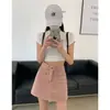 Saia Jeans Azul Retro Modeladora Anti-Exposição para Mulheres Verão 2025 Novo Design Justa Forrada Saia Evasê