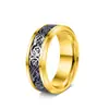 Transfronterizo Nuevo Juego de 12 Anillos de Acero Inoxidable de 8 mm, Patrón de Dragón Celta Borde Biselado Anillos Negros Celtas para Hombres y Mujeres