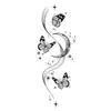 Pegatina de Tatuaje Flor de Luna Mariposa Oscura Flor de Boceto Blanco y Negro Pegatina para Brazo Impermeable de Larga Duración Pegatina de Tatuaje de Halloween