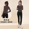 Conjunto de Yoga com Capuz Transfronteiriço Europeu e Americano para Mulheres, Slim-fit, Jaqueta Respirável de Manga Longa, Legging de Cintura Alta Levanta Bumbum, Conjunto de Duas Peças para Fitness e Esportes