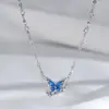 Collar de Mariposa Azul Hielo para Mujer Lujo Ligero Versátil Estilo Ins Colgante de Circonita Azul Cadena para Clavícula de Mariposa Azul Fresco Elegante