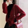Cardigã de Lã com Decote V e Padrão Vazado Tendência e Versátil para Mulheres, Tricô Fashion