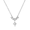 Set de plata de ley S925 de estrella y luna con perla, aretes y collar de estilo francés delicado, accesorios de uso diario para mujer, suministro transfronterizo
