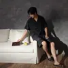 [Sensación fresca] Pijama de seda de hielo para hombre de verano estampado versión coreana holgado manga corta shorts traje de ropa para el hogar para niños