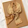 Pañuelo de Seda Estilo Francés Diadema Otoño Delgado Perezoso Vintage Pañuelo de Seda Pequeño Largo para Mujer Cinta Bufanda Decorativa Pañuelo de Cabeza Cinta