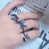 Nuevo Anillo Abierto de Mariposa Oscura Dulce y Fresco Serie Esmalte de Goteo de Aceite Personalizado Anillo de Lujo Accesible de Nicho Anillo de Gama Alta para Mujeres
