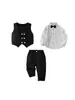 Chaleco para Niños Overol de Otoño Conjunto de Tres Piezas Camisa Estilo Escolar para Bebé Niño Ropa para Actuaciones de Anfitrión para Niños Pequeños