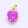Venta directa del fabricante, al por mayor en stock, joyería de cobre dulce de 18 quilates con colgantes de frutas de fresa y cereza de esmalte de colores
