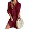 Transfronterizo 2026 Sitio Independiente Aliexpress Más Vendido Otoño Casual Manga Larga Cuello Camisero Botones Vestido Camisa Ropa para Mujer