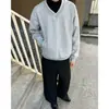 Sudadera retro japonesa estilo universitario con cuello en V y bordado de espigas de trigo, unisex, casual y de corte holgado, adecuada para primavera y otoño, se puede usar como chaqueta de pareja
