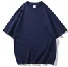 Camiseta de algodón de Xinjiang de peso pesado 300 g, color verde menta fresco sólido, cuello redondo, manga corta, para mujer, holgada, cómoda, camiseta interior, para hombre
