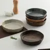 Plato Cerámico Rústico de Fondo Ancho Estilo Wabi-sabi Plato de Cena Cerámico Retro Plato Plano Plato para Verduras Plato para Frutas Plato para Mariscos Emplatado de Cocina Occidental