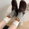 Calcetines de Animales de Dibujos Animados con Pelusa para Mujer, Nuevos Calcetines de Media Pantorrilla Estilo Coreano de Otoño, Calcetines Holgados con Empalme de Dos Piezas Falsas, Calcetines Grises