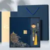 Caixa de Presente com Caderno A5 Bloco de Notas Livro de Registro para Reuniões Empresariais de Empresa Portátil Escritório de Negócios